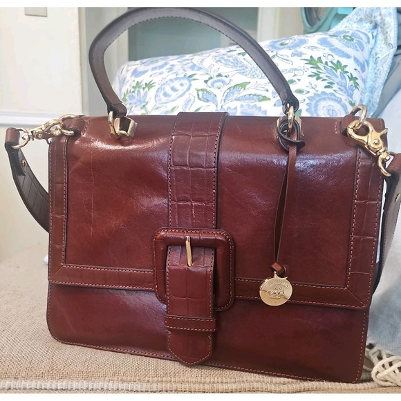 Brahmin Handbags - Brahmin Francine Satchel Handbag Purse Brown Leather Buckle Shoulder Strap